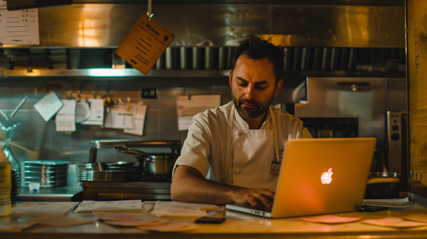 Small business owner reviewing candidates